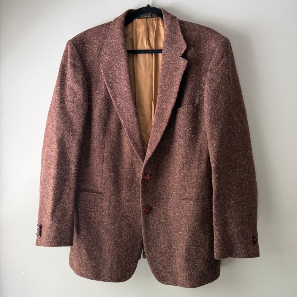 Egon Von Furstenberg J.G. Hook Blazer‎ Mens 42R Brown Wool Tweed Sportcoat